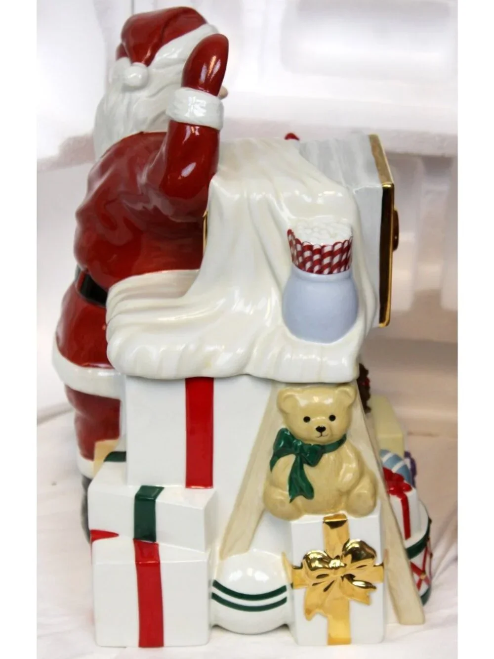 Lenox Santa Holiday Candy Cookie Jar Musical Photo Shot Ceramic Christmas Villag